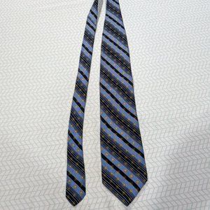 Vtg 90s Structure Tie Maroon Blue Stripes Orange Flower Pattern 58.5"Lx4"W Silk